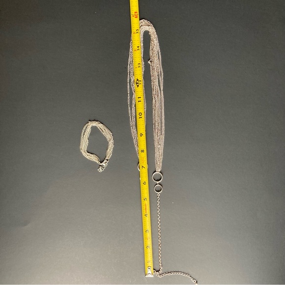 Silver Multi Chain Necklace & Bracelet Set - Picture 3 of 4